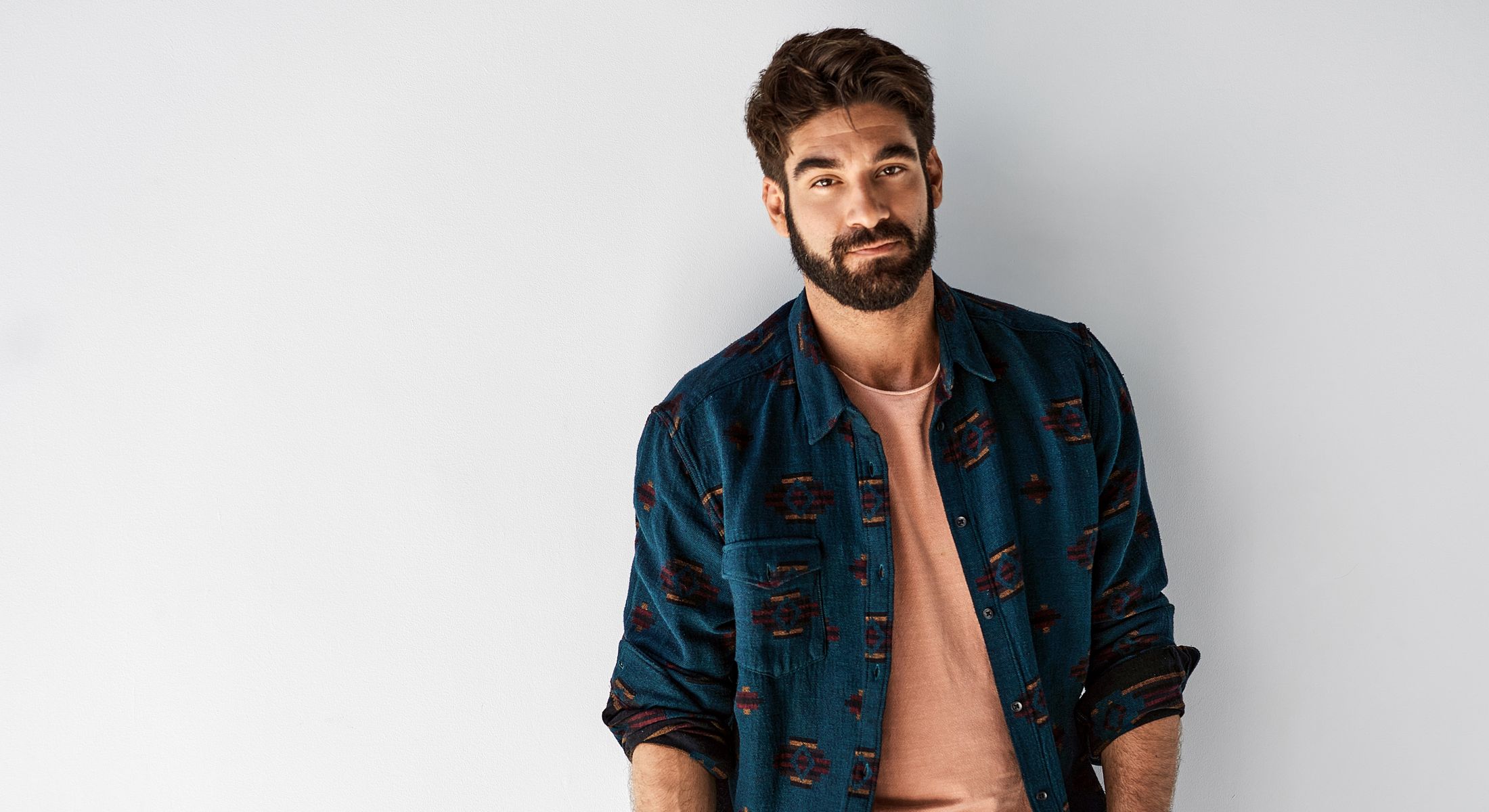 foxboro hair restoration model in blue button down shirt