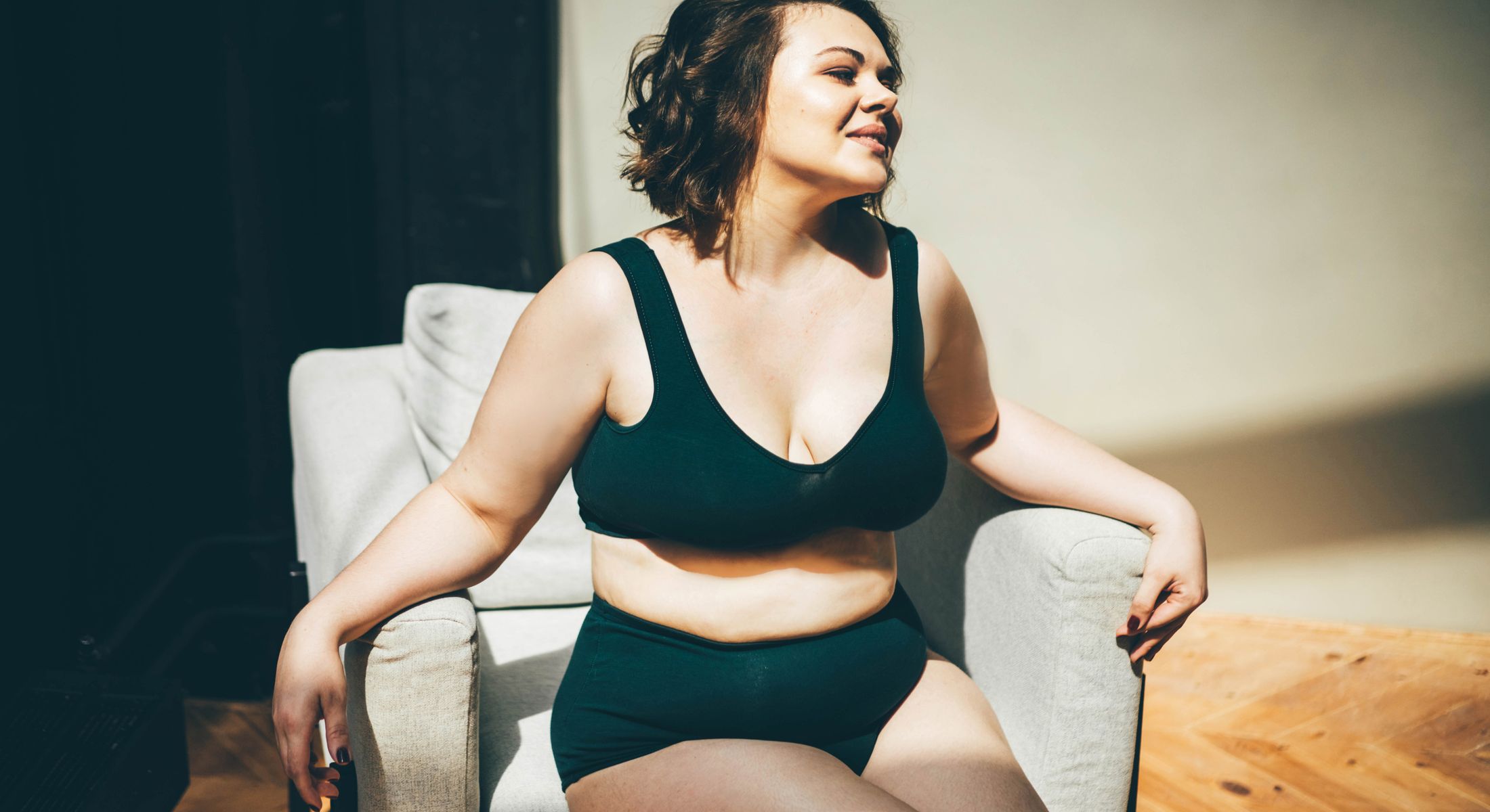 Franklin vitamin injections model in green undergarments